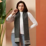 Women's Gray Diamond Wool Muffler Winter Scarves