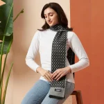 Women's Gray Diamond Wool Muffler Winter Scarves - Image 2