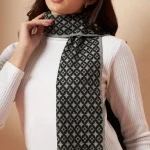 Women's Gray Diamond Wool Muffler Winter Scarves - Image 7
