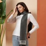 Women's Gray Diamond Wool Muffler Winter Scarves - Image 3