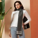 Women's Gray Diamond Wool Muffler Winter Scarves - Image 5