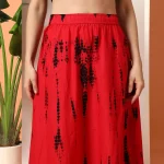 Women's Red And Black Tie Dye Print Cotton Skirt - Image 7