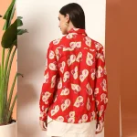 Women's Red Guava Print Cotton Casual Shirt - Image 8