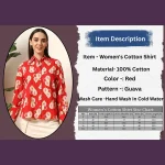 Women's Red Guava Print Cotton Casual Shirt - Image 9