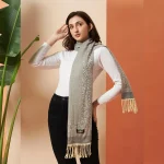 Women's Soft Wool Gray Leopard Scarf - Image 3