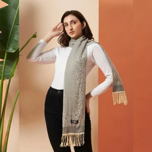 Women's Soft Wool Gray Leopard Scarf - Image 3