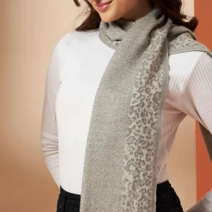 Women's Soft Wool Gray Leopard Scarf - Image 6