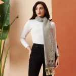 Women's Soft Wool Gray Leopard Scarf - Image 2