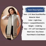 Women's Soft Wool Gray Leopard Scarf - Image 8
