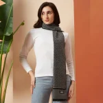 Women's Winter Warm Indian Made Gray Abstract Wool Scarves - Image 2
