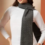Women's Winter Warm Indian Made Gray Abstract Wool Scarves - Image 7