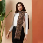 Woolen Muffler Soft Warm Winter Scarf with Brown Paisley