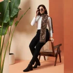 Woolen Muffler Soft Warm Winter Scarf with Brown Paisley - Image 3