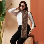Woolen Muffler Soft Warm Winter Scarf with Brown Paisley - Image 2