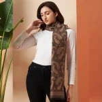 Woolen Muffler Soft Warm Winter Scarf with Brown Paisley - Image 4