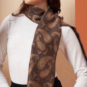 Woolen Muffler Soft Warm Winter Scarf with Brown Paisley - Image 6