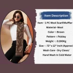 Woolen Muffler Soft Warm Winter Scarf with Brown Paisley - Image 8