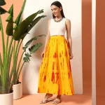 Yellow Tie Dye Print Beach Wear Long Skirt - Image 2