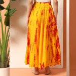 Yellow Tie Dye Print Beach Wear Long Skirt - Image 6