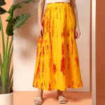 Yellow Tie Dye Print Beach Wear Long Skirt - Image 3