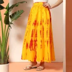 Yellow Tie Dye Print Beach Wear Long Skirt - Image 4