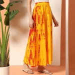 Yellow Tie Dye Print Beach Wear Long Skirt - Image 5
