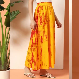 Yellow Tie Dye Print Beach Wear Long Skirt - Image 5