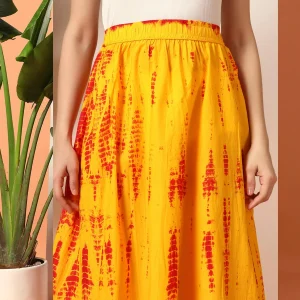Yellow Tie Dye Print Beach Wear Long Skirt - Image 7