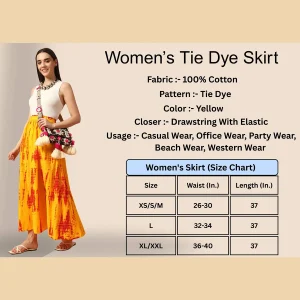 Yellow Tie Dye Print Beach Wear Long Skirt - Image 8