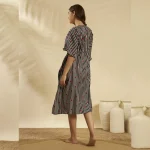 Beachwear Plus Size Cotton Kaftan Black Striped Heart Print - Image 7