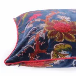 Blue Floral Cushion Cover 16x16 Inch Cotton Velvet Throw - Image 5