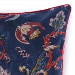 Blue Floral Cushion Cover 16x16 Inch Cotton Velvet Throw - Image 6