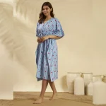 Blue Striped Heart Print Short Kaftan Plus Size Tunic - Image 4