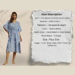 Blue Striped Heart Print Short Kaftan Plus Size Tunic - Image 8