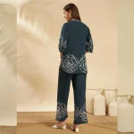Bottle Green Cotton Co-Ord Set Floral Top & Pants Summer Wear - Image 8