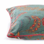 Designer Green Floral Print Cotton Velvet Cushion Cover - Image 6