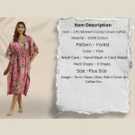 Forest Print Loose Fit Plus Size Tunic Cotton Pink Kaftan - Image 8