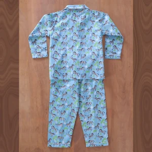 Kids Blue Zebra Print Cotton Night Suit Pajama Set 1–10 Years - Image 3