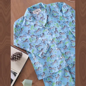 Kids Blue Zebra Print Cotton Night Suit Pajama Set 1–10 Years - Image 6