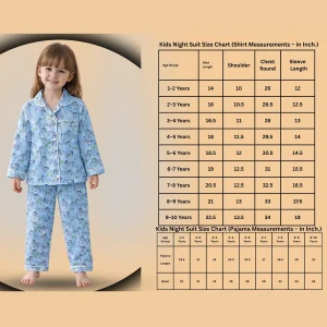 Kids Blue Zebra Print Cotton Night Suit Pajama Set 1–10 Years - Image 8