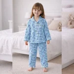 Kids Blue Zebra Print Cotton Night Suit Pajama Set 1–10 Years