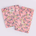 Kids Pink Zebra Printed Cotton Shirt And Pajama Set - Image 3