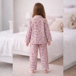 Kids Pink Zebra Printed Cotton Shirt And Pajama Set - Image 7