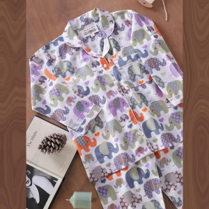 Kids Sleepwear Cotton Night Suit Elephant Printed - Image 5
