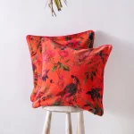 Luxury Orange Velvet Bird & Floral Cushion Cover Decorative Sofa - Image 2