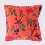 Luxury Orange Velvet Bird & Floral Cushion Cover Decorative Sofa - Image 3