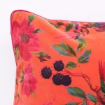Luxury Orange Velvet Bird & Floral Cushion Cover Decorative Sofa - Image 4