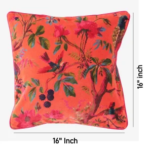 Luxury Orange Velvet Bird & Floral Cushion Cover Decorative Sofa - Image 7