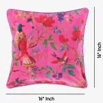 Luxury Pink Velvet Cushion Cover Bird & Floral Design - Image 7