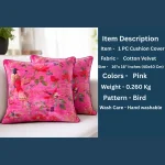 Luxury Pink Velvet Cushion Cover Bird & Floral Design - Image 8